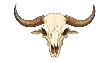 Illustration of a bull skull head.