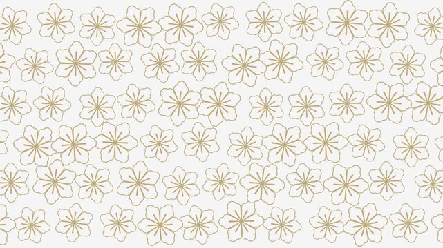 4K video animation symmetric mini flower pattern ornamental decorative of Japanese with white background, repeated motif video, animated footage