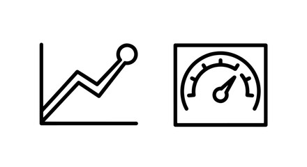 Line graph with ball and speedometer icon indicating performance levels