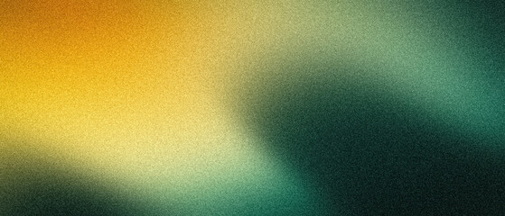Yellow black grainy poster background, noise texture abstract vibrant glowing yellow color gradient on dark backdrop for header wallpaper banner design © Enso