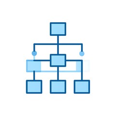 A blue flowchart diagram on a white background