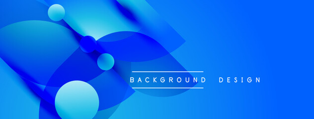 Obraz premium Abstract blue design features flowing shapes, circles, gradients. Modern background suitable for banners, presentations. Simple, clean aesthetic.