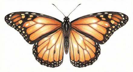 Fototapeta premium orange butterfly illustration, realistic yet artistic style, soft lighting effect