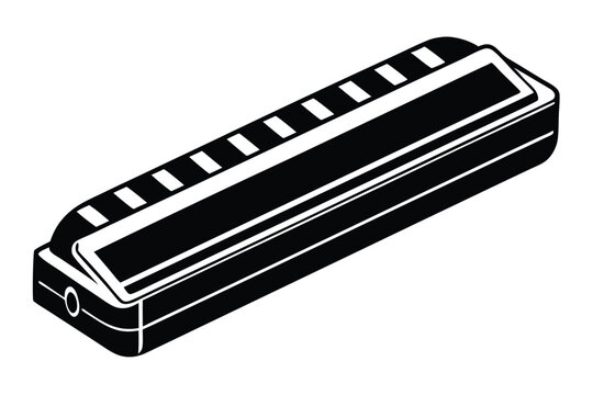 harmonica silhouette line art vector illustration