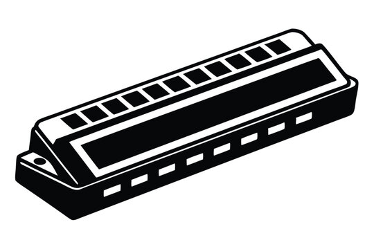 harmonica silhouette line art vector illustration
