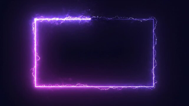 Electric Neon Purple Frame with Energy Effect on Dark Background
