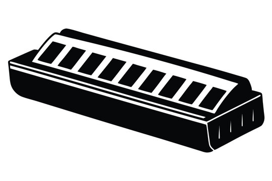 harmonica silhouette line art vector illustration
