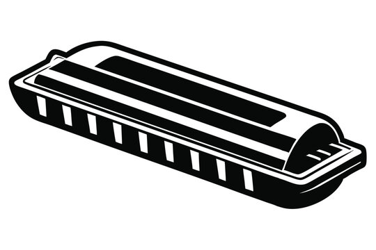 harmonica silhouette line art vector illustration