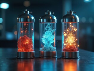 Science experiment showing energy reaction within test tubes