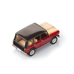 Vintage Red SUV Top-Down Perspective