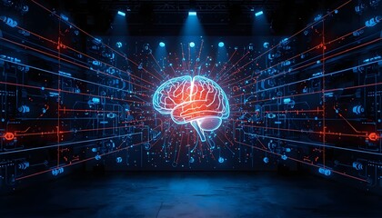 futuristic glowing brain  