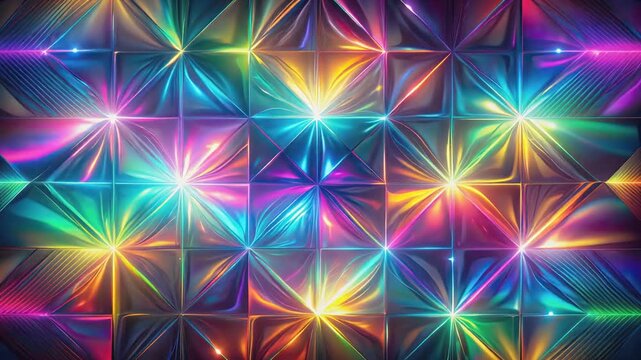 Colorful Glowing Prism Tiles Abstract Background　色鮮やかに輝くプリズムタイルの抽象背景　シームレスループ動画