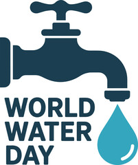 Fototapeta premium World Water Day Faucet Dripping Water Drop Stock Illustration