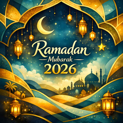 vector illustration of a Ramadan Mubarak 2026 background