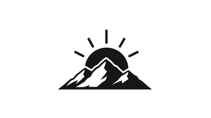 a striking mountain range and sun graphic design simple silhouette © RABEYA