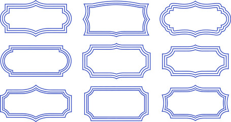 Obraz premium Elegant Blue Decorative Frames and Borders Collection for Design Projects, Vintage Labels, and Invitations