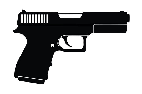 glock 17 silhouette line art vector illustration