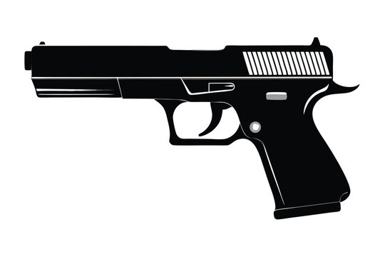 glock 17 silhouette line art vector illustration