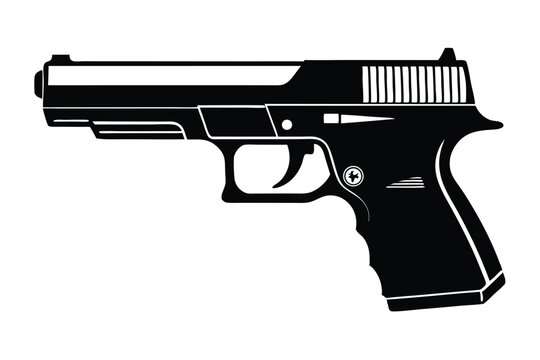 glock 17 silhouette line art vector illustration