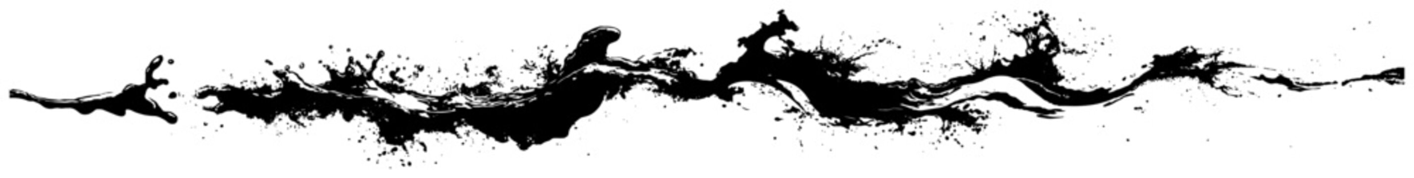 Artistic liquid ink wave splash with expressive grunge splatter effects