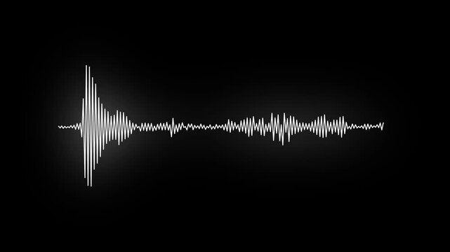 white audio waveform spectrum animation. Alpha channel, spectrum audio animation, Wave form Audio isolated on transparent background.