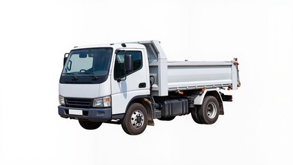 White dump truck isolated on a white background