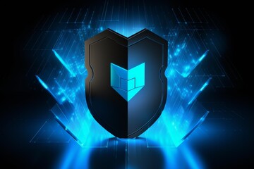 Fototapeta premium Digital shield protecting data network with a modern secure system concept