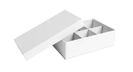 Open White Cardboard Box with Dividers