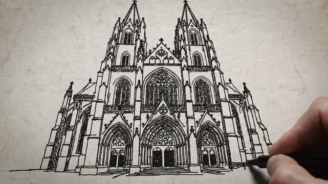 Cinematic slow-motion footage showcasing the architectural grandeur of the Gothic Basilica of Saint Wendelin located in Sankt Wendel, Saarland, Germany, featuring historical religious heritage.