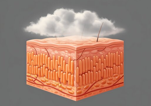 Detailed CrossSectional Diagram of Human Skin Structure with Hair Follicle