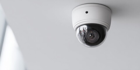 Ceiling mounted dome security camera in modern interior