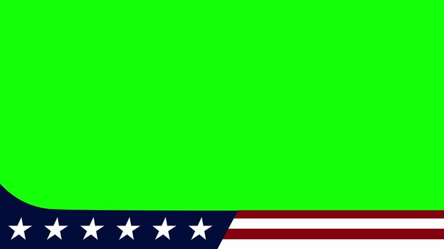 USA flag frame animation on green screen with stars for video transition for patriotic national day.