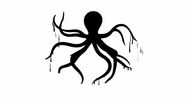 Unique Octopus Graphic Arrangements Featuring Dripping Ink For Various Creative Applications