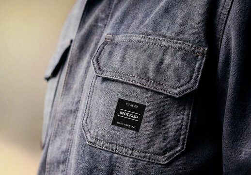 Denim Fabric Emblem Mockup