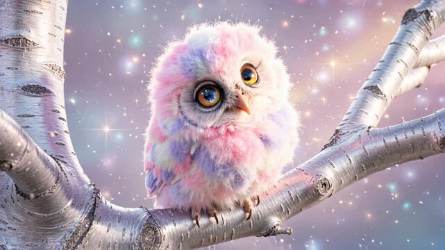 Pastel Owl in Winter Wonderland