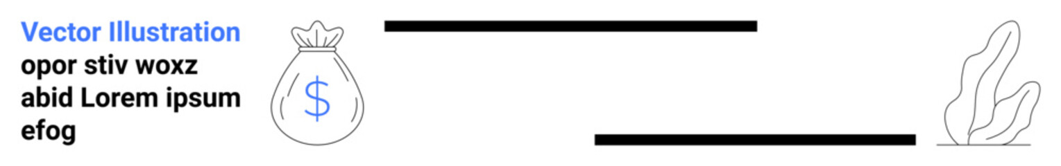 Obraz premium Finance, wealth, savings, business concepts, minimal design, investment opportunities. Visible money bag with dollar sign, minimal lines and abstract shapes. Finance and wealth in a clean design