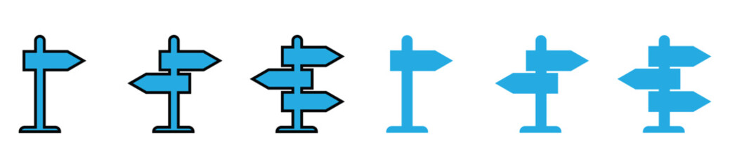 Obraz premium Navigation Road Signs Icon Set, Direction and Guidance Symbols