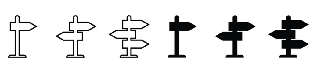 Obraz premium Road Direction Sign Icons Collection, Navigation and Guidance Symbols