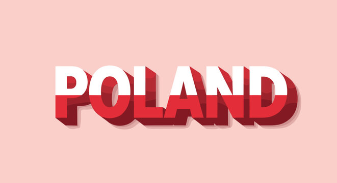 3d text design with polish flag colors on pink background