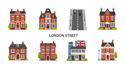 Charming british architecture: classic red brick houses and urban street