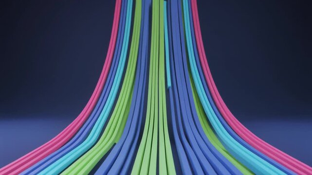 3D illustration of colorful arrows rising upward at different heights, symbolizing market growth, competition, performance comparison, business metrics, analytics, and financial progress. 