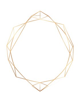 A minimalist geometric shape resembling a dodecagon or polygon with orange lines on a white background