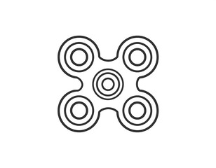 A minimalist line drawing of a fidget spinner