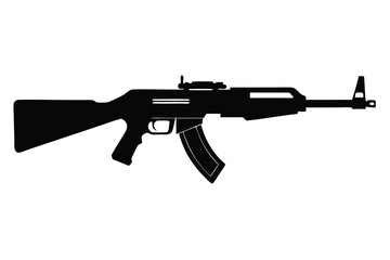 rifle silhouette line art vector illustration