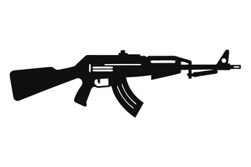 rifle silhouette line art vector illustration