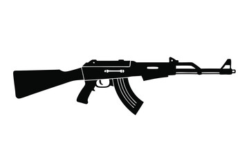 Fototapeta premium rifle silhouette line art vector illustration
