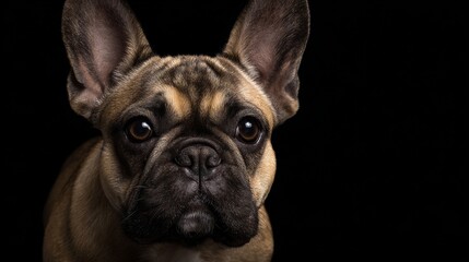 Obraz premium French bulldog portrait on black background