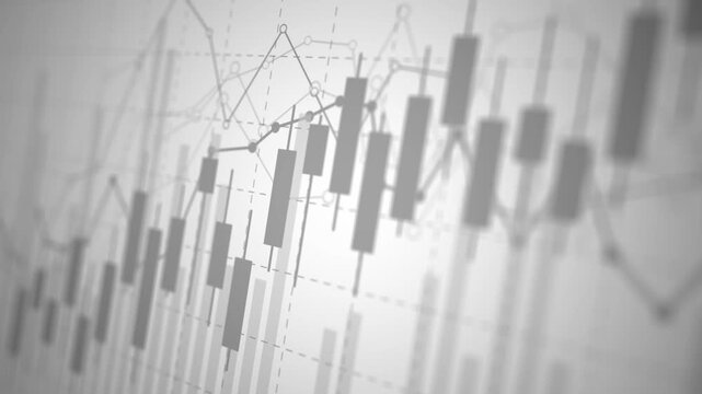 Candle stick graph chart of stock market investment trading white background tone