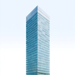 Obraz premium Modern Glass Skyscraper with Reflection on Bright Sky Background, Urban Architecture and Design Concept