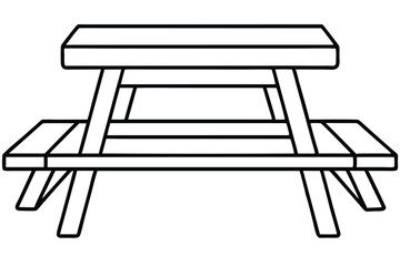 Fototapeta premium picnic table silhouette line art vector illustration